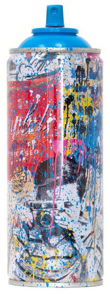 Smile Portrait Cyan Spray Paint Can Sculpture by Mr Brainwash- Thierry Guetta