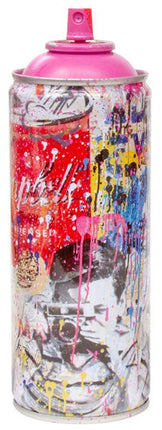 Smile Portrait Pink Spray Paint Can Sculpture by Mr Brainwash- Thierry Guetta