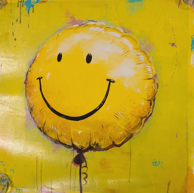 Smiley Face Balloon Yellow HPM Archival Print by Adam J O'Day