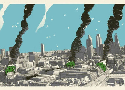 Space Invader London Green Silkscreen Print by Raid71