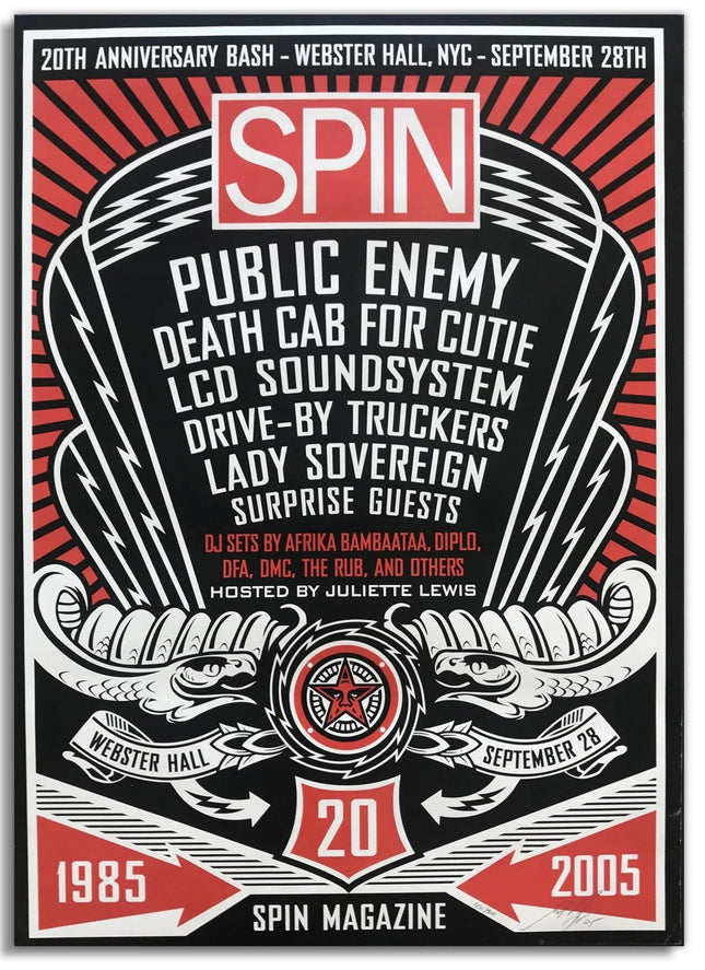Spin Magazine Webster Hall NYC 2005 Lithograph Print by Shepard Fairey- OBEY