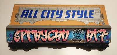 Spraycan Art Original All City Style Train Painting by Rek Santiago