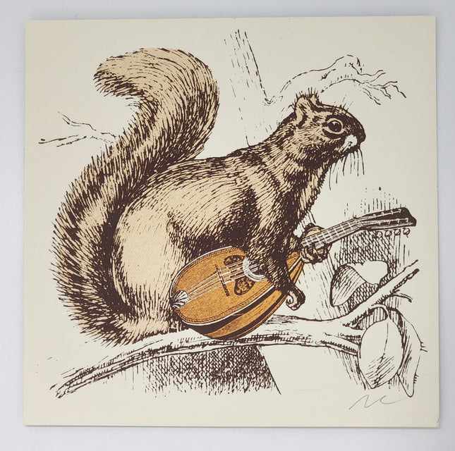 Squirrel with Mandolin Silkscreen Print by Nate Duval