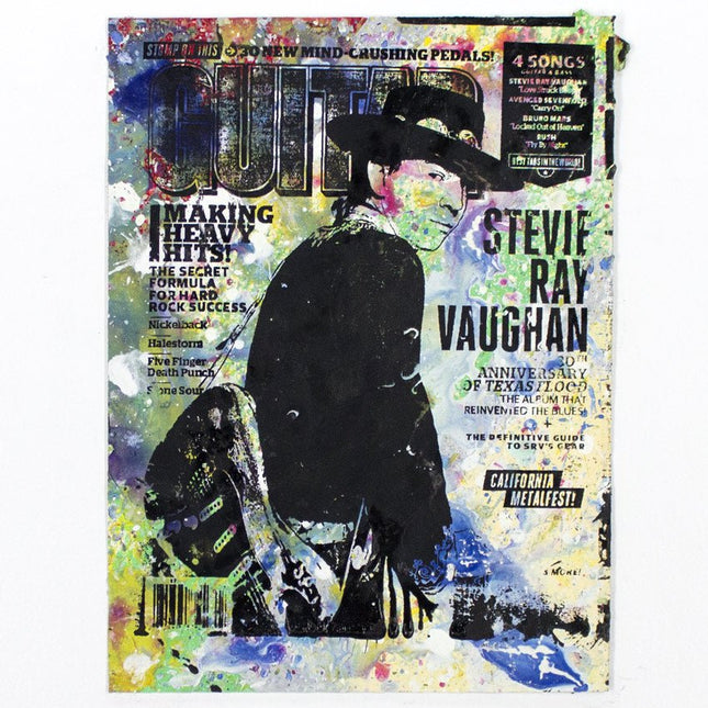Stevie Ray Vaughan Guitar Magazine HPM Acrylic Silkscreen Print by Bobby Hill