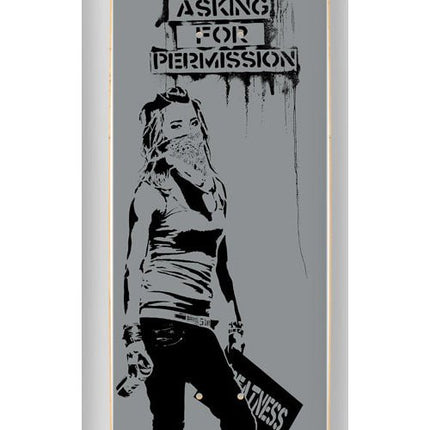 Stop Asking For Permission Silver Skateboard Art Deck by Eddie Colla