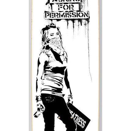 Stop Asking For Permission White Skateboard Art Deck by Eddie Colla