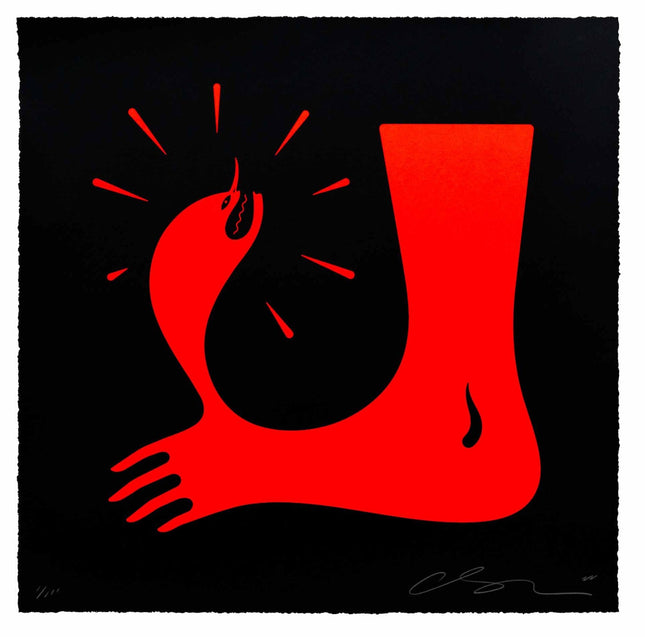 Stubbed Toe- Red Silkscreen Print by Cleon Peterson
