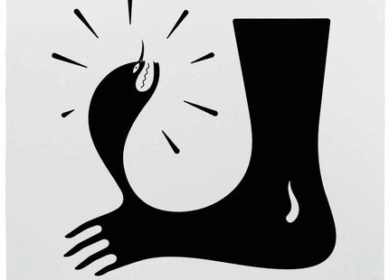 Stubbed Toe- White Silkscreen Print by Cleon Peterson