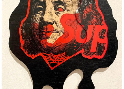 Supreme Drip Original Spray Paint Collage Painting by Peter Van Flores