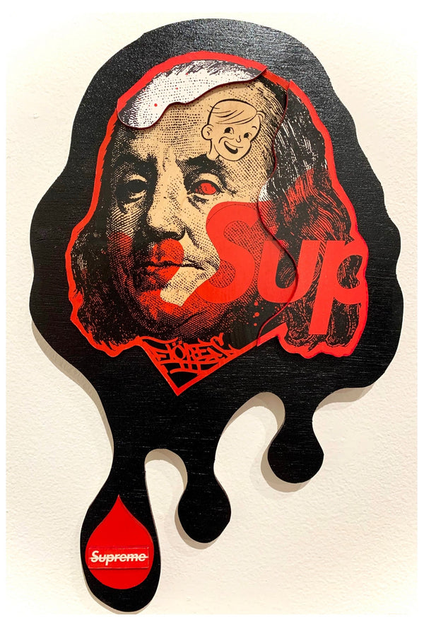 Supreme Drip Original Spray Paint Collage Peinture par Peter Van Flores