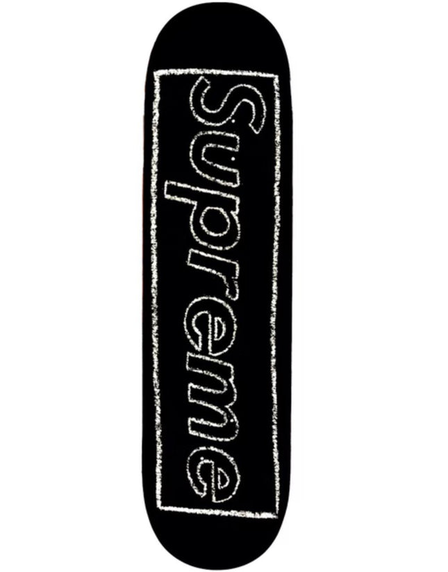 Supreme KAWS Chalk Logo Deck- Black Skateboard by Kaws- Brian Donnelly