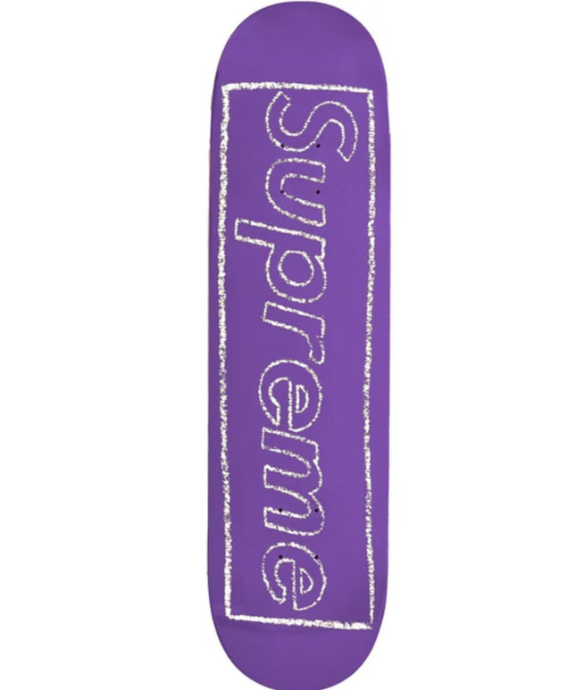 Supreme KAWS Chalk Logo Deck- Purple Skateboard by Kaws- Brian Donnelly