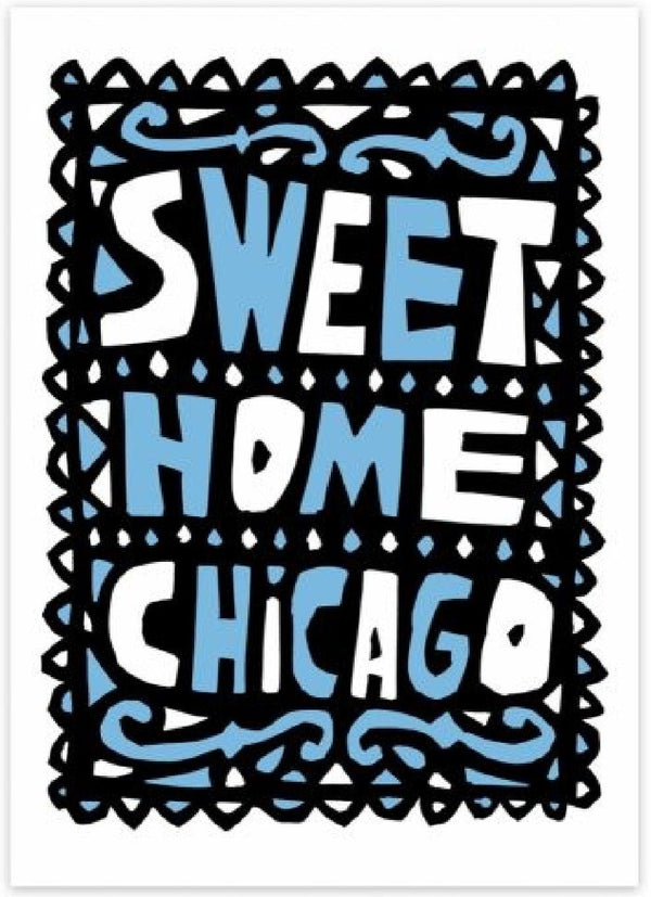 Sweet Home Chicago Blue Silkscreen Print by Nate Duval