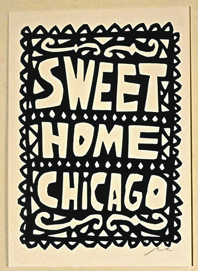 Sweet Home Chicago White Silkscreen Print by Nate Duval