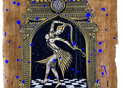 Temple Dancer Klein Blue HPM Hand Embellished Silkscreen by Marwan Shahin