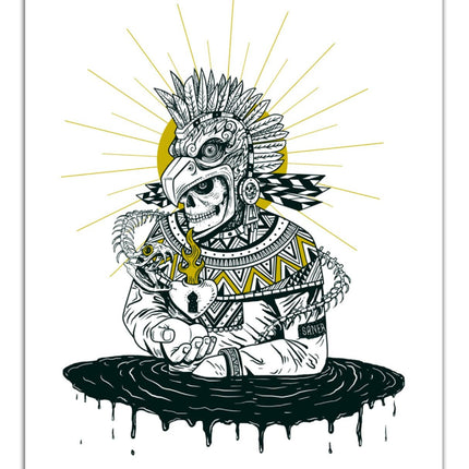 Tenochtitlan Hot Foil Silkscreen Print by Saner