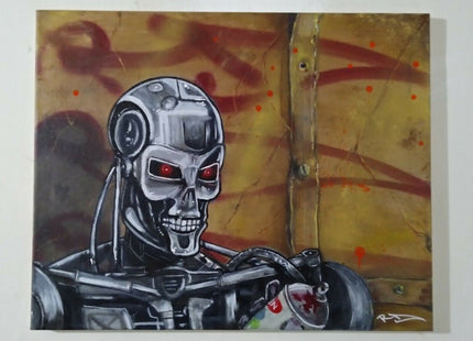 Terminator Examining Old Krylon Can Original Acrylic Spray Paint Painting by RD-357 Real Deal
