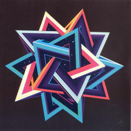 Tetrahedron Low Orbit Silkscreen Print by Sam Chivers