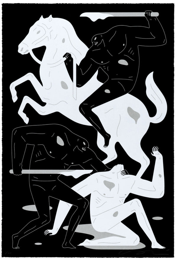 El jinete oscuro: serigrafía plateada de Cleon Peterson