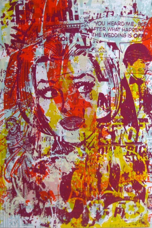 La boda es una serigrafía morada de Greg Gossel