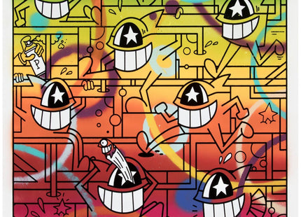 Shark Creatures Running Untitled HPM Embellished Silkscreen Print by El Pez