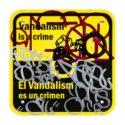 Vandalism Is A Crime III Street Sign Original Painting by Hael