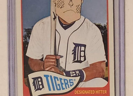 Victor Martinez Beaten Up Tigers Original Collage Baseball Card Art by Pat Riot