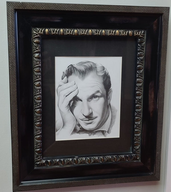 Dibujo a lápiz de grafito original de Vincent Price por Joe King