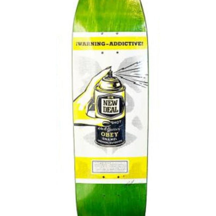 Warning: Addictive- Green Silkscreen Skateboard by Shepard Fairey- OBEY