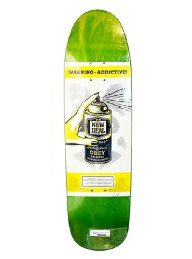 Warning: Addictive- Green Silkscreen Skateboard by Shepard Fairey- OBEY