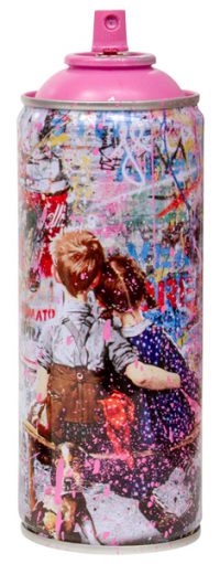 Work Well Together Pink Spray Paint Can Sculpture by Mr Brainwash- Thierry Guetta