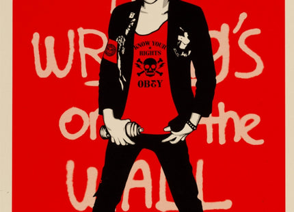 Writing on the Wall- Red Silkscreen Print by Shepard Fairey- OBEY