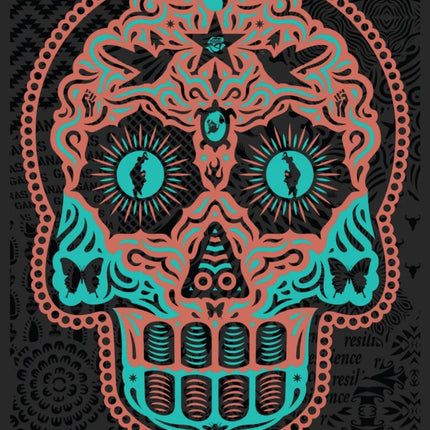 Yaqui Day of the Dead Copper Turquoise Silkscreen Print by Ernesto Yerena Montejano- Hecho Con Ganas